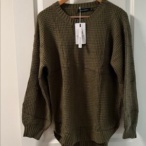 Forest Green Waffle Knit Sweater